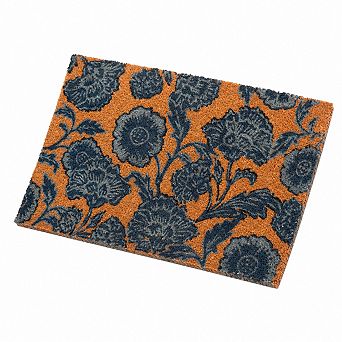 Coir Floral Print Door Mat Non Slip Indoor Outdoor Welcome Rug
