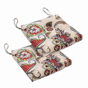 2-Pack Wicker Patio Seat Cushions with Ties Indoor Outdoor Polyester