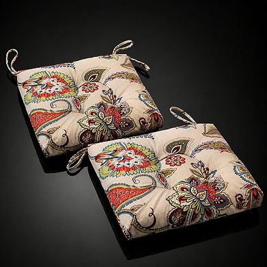 2-Pack Wicker Patio Seat Cushions with Ties Indoor Outdoor Polyester
