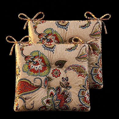 2-Pack Wicker Patio Seat Cushions with Ties Indoor Outdoor Polyester