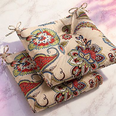 2-Pack Wicker Patio Seat Cushions with Ties Indoor Outdoor Polyester