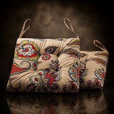 2-Pack Wicker Patio Seat Cushions with Ties Indoor Outdoor Polyester
