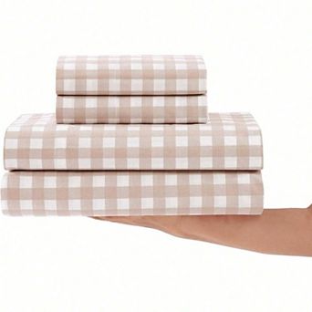 Crisp Percale Cotton Sheet Set Breathable 200TC Vintage Farmhouse