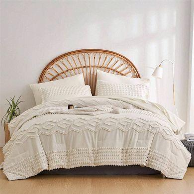 Tufted Pom Comforter Set 7pc Boho Chic Microfiber All Season