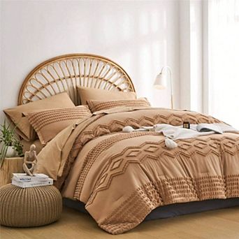 Tufted Pom Comforter Set 7 pc Boho Chic Microfiber All Season