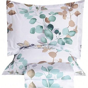 Botanical Cotton Floral Sheet Set 4 pc Breathable Soft Deep Pocket