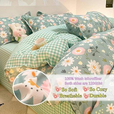 Botanical Daisy Floral Kids Microfiber Duvet Cover Set