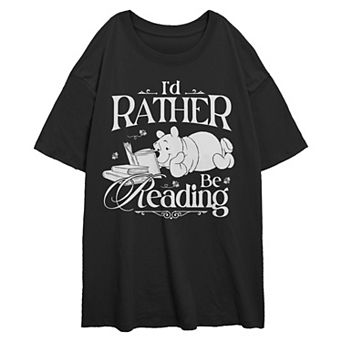 Juniors' Disney's Winnie the Pooh I'd Rather Be Reading Oversized Graphic Tee