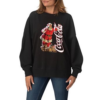 Women's Coca-Cola Santa Claus Vintage Logo Oversized Fleece Crew Sweatshirt
