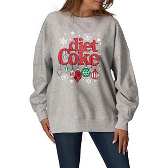 Women's Diet Coke Festive Holiday Oversized Fleece Crew Sweatshirt