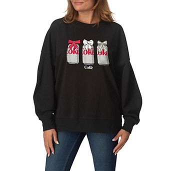 Women's Diet Coke Christmas Bows Oversized Fleece Crew Sweatshirt