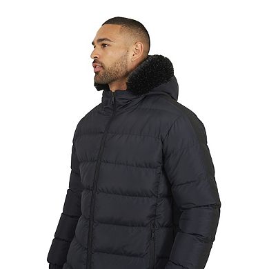 Brave Soul Mens Hooded Long Length Padded Jacket