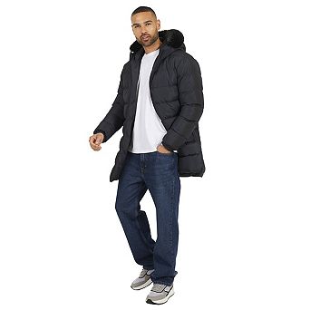 Brave Soul Mens Hooded Long Length Padded Jacket