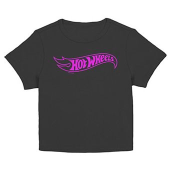 Juniors' Hot Wheels Pink Glow Logo Graphic Baby Tee
