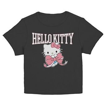 Juniors' Hello Kitty Big Bow Collegiate Graphic Baby Tee