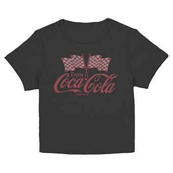 Juniors' Coca-Cola Checkered Flags Graphic Baby Tee