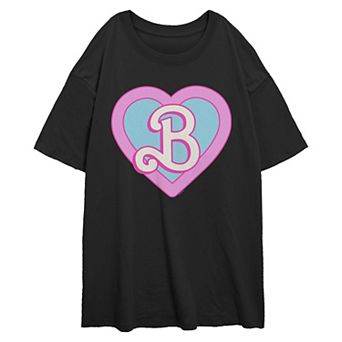 Juniors' Barbie B Logo Stamp Oversized Graphic Tee