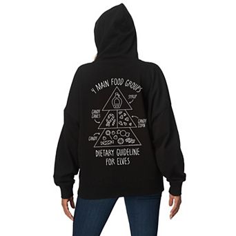 Women's Elf 4 Main Food Groups Oversized Fleece Hoodie Sweatshirt