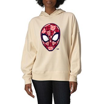 Women's Marvel Spider-Man Christmas Plaid Pattern Oversized Fleece Hoodie Sweatshirt
