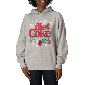 Women's Diet Coke Holiday Ornaments Oversized Fleece Hoodie Sweatshirt