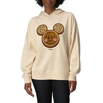 Women's Disney's Mickey Mouse Gingerbread Holiday Oversized Fleece Hoodie Sweatshirt