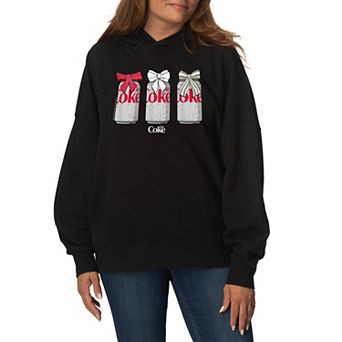 Women's Diet Coke Christmas Bows Oversized Fleece Hoodie Sweatshirt