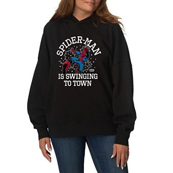 Women's Marvel Spider-Man Oversized Fleece Hoodie Sweatshirt