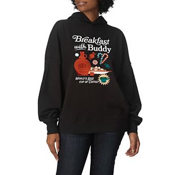 Women's Elf Breakfast with Buddy Oversized Fleece Hoodie Sweatshirt