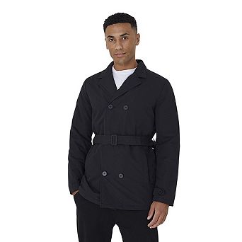 Brave Soul Mens Padded Double-Breasted Trench Coat