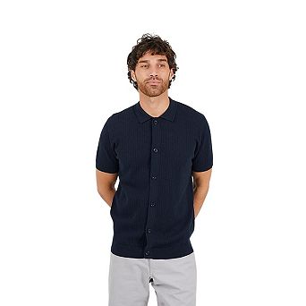 Brave Soul Mens Cotton Button-Down Short-Sleeved Polo Shirt