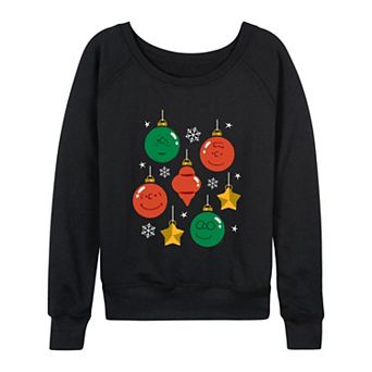 Women's Peanuts Christmas Ornaments French Terry Long Sleeve Tee