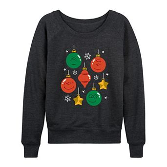 Women's Peanuts Christmas Ornaments French Terry Long Sleeve Tee