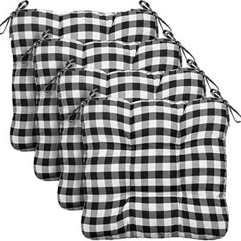 4 Pack Plaid Chair Cushions with Ties Soft Comfy Seat Pads for Dining Home Office Indoor Outdoor