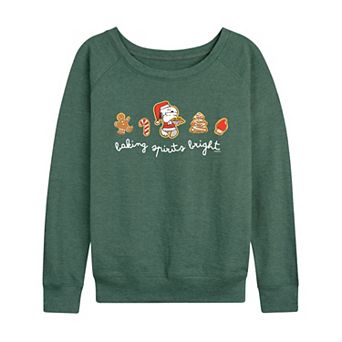 Women's Peanuts Snoopy Baking Spirits Bright French Terry Long Sleeve Tee
