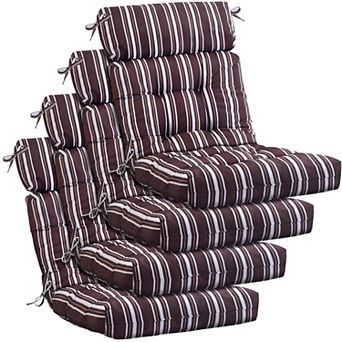 4 pc Tufted High-Back Chair Cushion Set — Indoor/Outdoor Seat & Rocking Chair Cushions with Ties