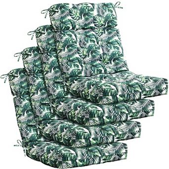 4 pc Tufted High-Back Chair Cushion Set — Indoor/Outdoor Seat & Rocking Chair Cushions with Ties