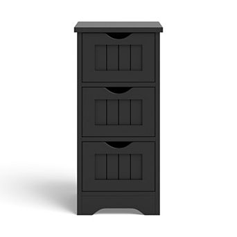 Costway Bathroom Floor Cabinet Freestanding Storage Organizer w/ 3 Drawers