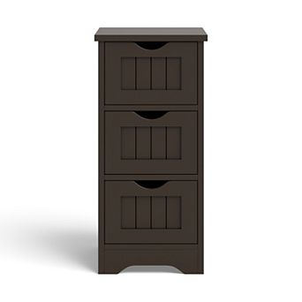 Costway Bathroom Floor Cabinet Freestanding Storage Organizer w/ 3 Drawers