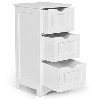 Costway Bathroom Floor Cabinet Freestanding Storage Organizer w/ 3 Drawers