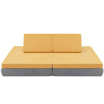 Costway 4 pc Convertible Kids Couch or 2 Chairs Toddler to Teen Sofa and Play Set