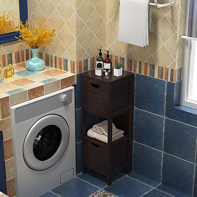 Costway Bathroom Wooden Floor Cabinet Multifunction Storage Rack Stand Organizer