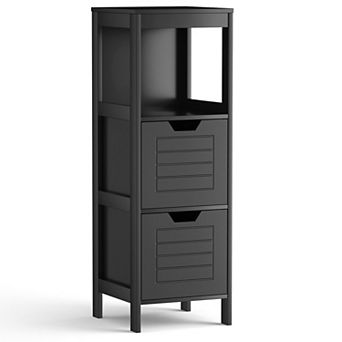 Costway Bathroom Wooden Floor Cabinet Multifunction Storage Rack Stand Organizer