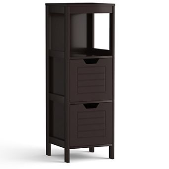 Costway Bathroom Wooden Floor Cabinet Multifunction Storage Rack Stand Organizer