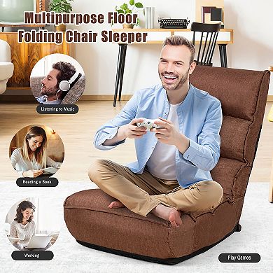 Costway 4-Position Floor Chair Folding Lazy Sofa w/Adjustable Backrest& Headrest