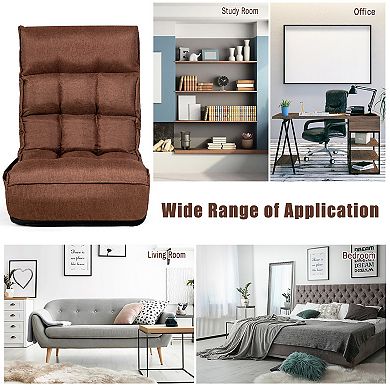 Costway 4-Position Floor Chair Folding Lazy Sofa w/Adjustable Backrest& Headrest