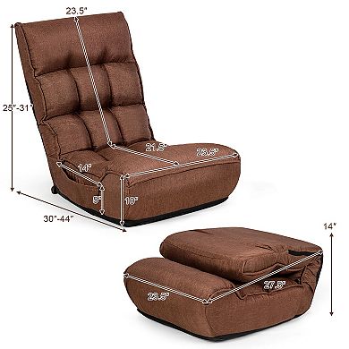 Costway 4-Position Floor Chair Folding Lazy Sofa w/Adjustable Backrest& Headrest