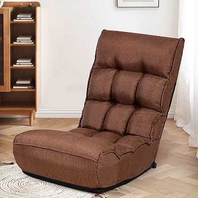 Costway 4-Position Floor Chair Folding Lazy Sofa w/Adjustable Backrest& Headrest