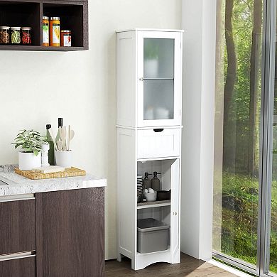 Costway Tall Bathroom Cabinet with Adjustable Shelves Deep Drawer for Living Room