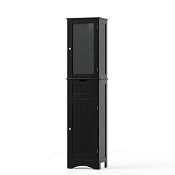 Costway Tall Bathroom Cabinet with Adjustable Shelves Deep Drawer for Living Room