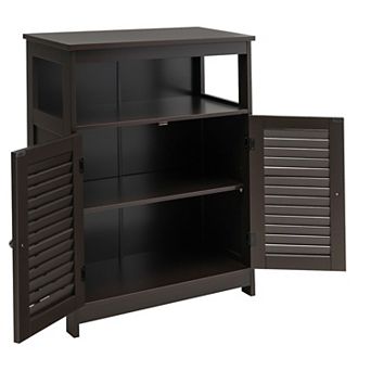 Costway Bathroom Storage Wood Floor Cabinet with Double Shutter Door